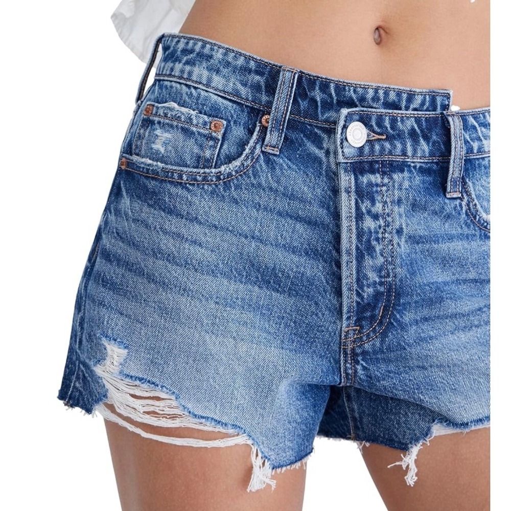 Aeropostale NEW Vintage High Rise Cut Off Denim Shorty Shorts‎ Blue Size 12